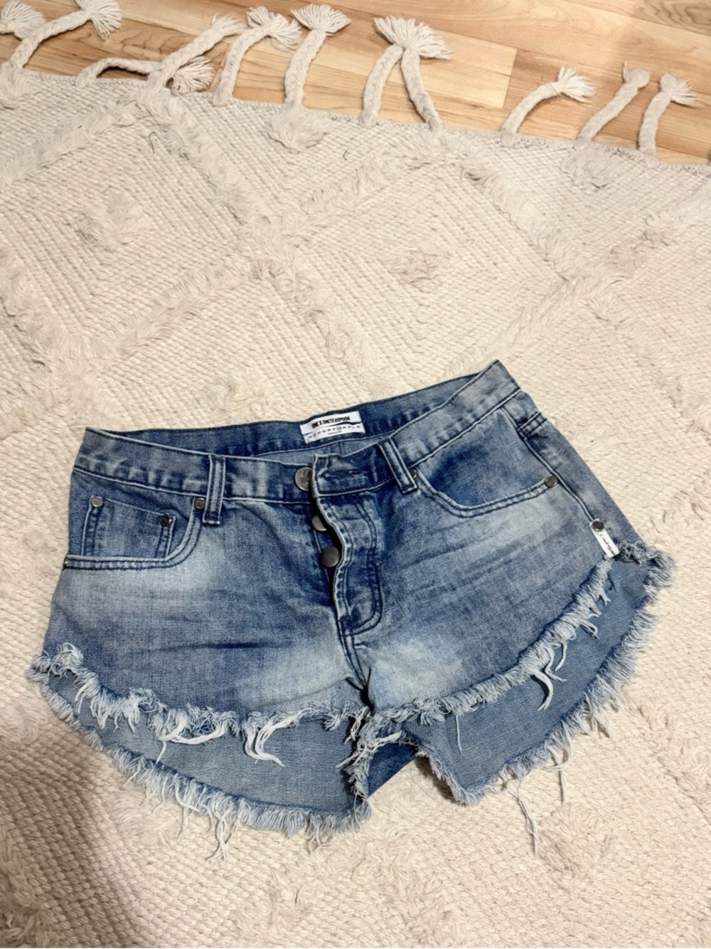 One Teaspoon Light Blue Distressed Denim Cutoff Shorts